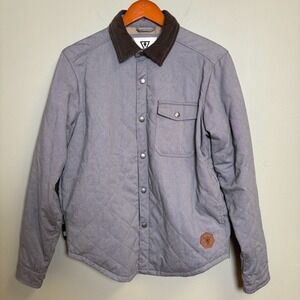 VISSLA Mens Jacket Snap Corduroy Collar Elbow Pads Size S Quilted Outdoor Hiking